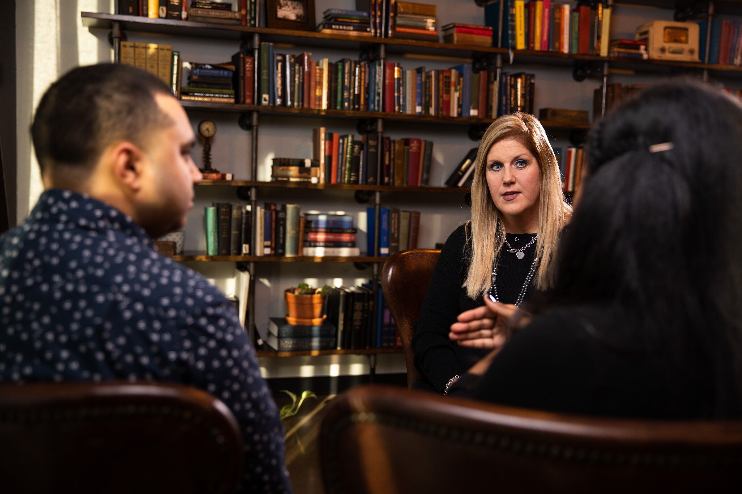 Social Worker with Clients